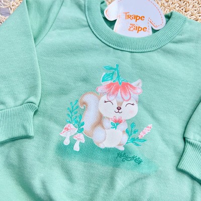 Conj. Casaco Esquilinha na Floresta e Calça Legging - Verde 